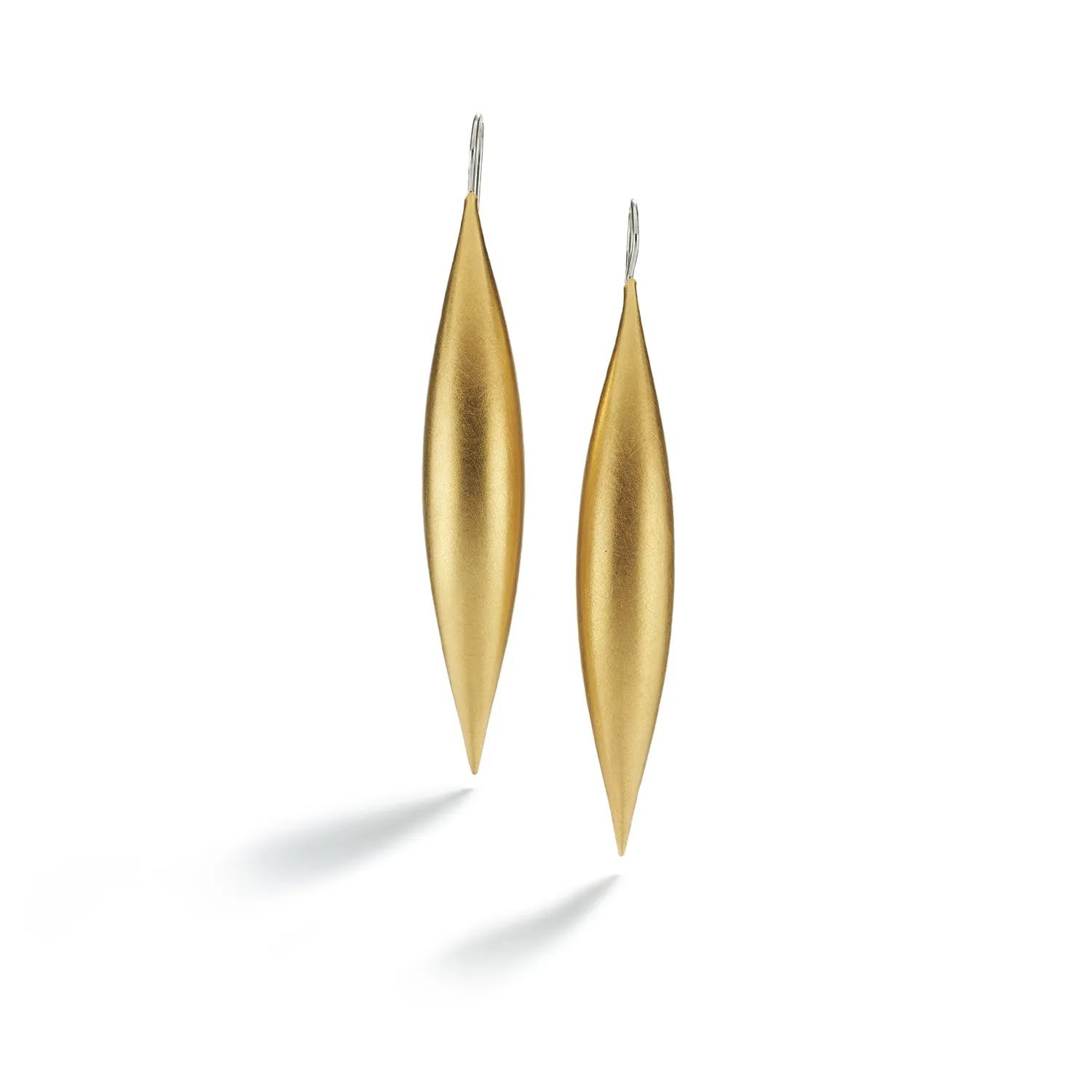 18K Yellow Gold Cocoon Pendant Earrings~68mm Slim