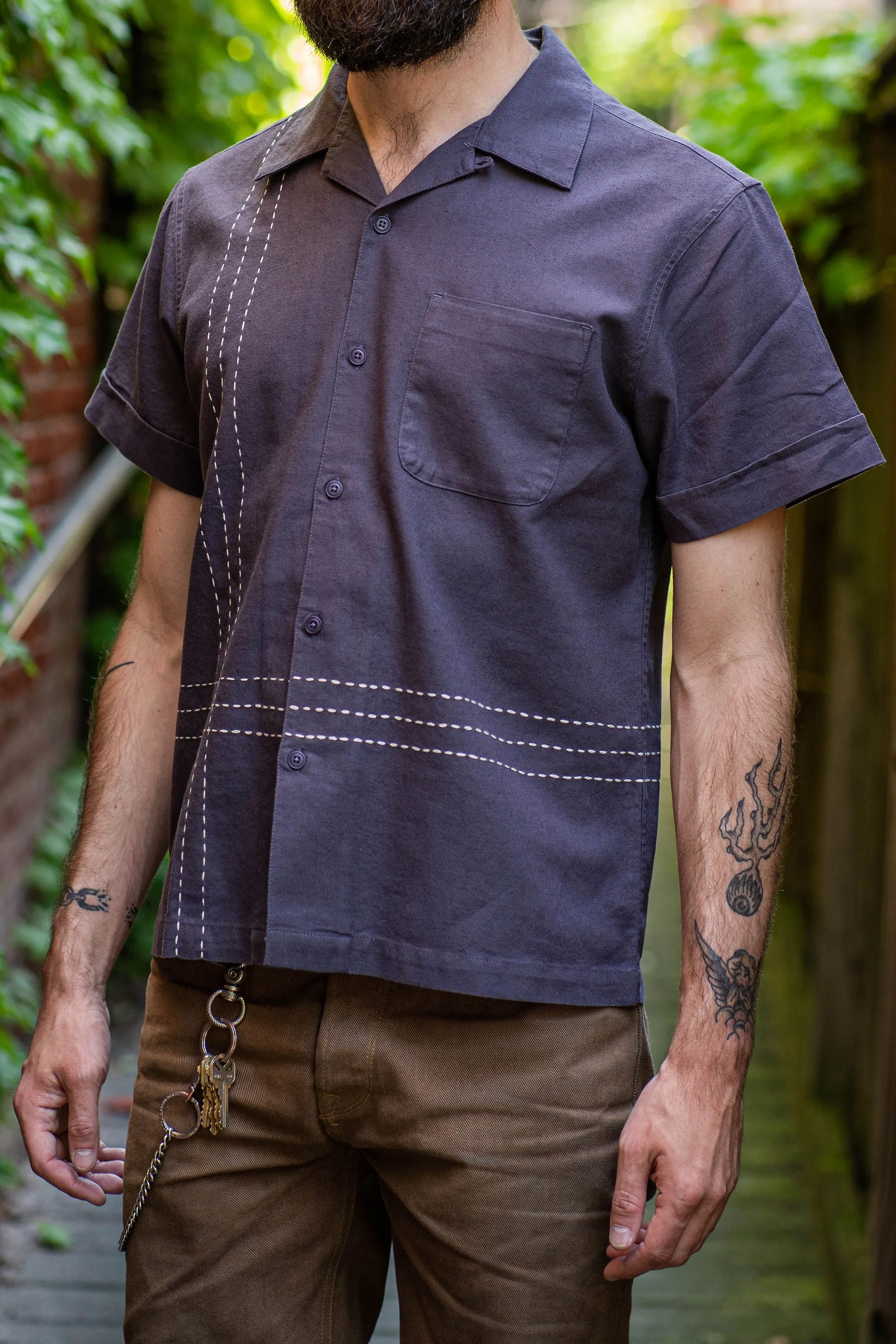 3sixteen Vacation Shirt - Plum Hand Stitch