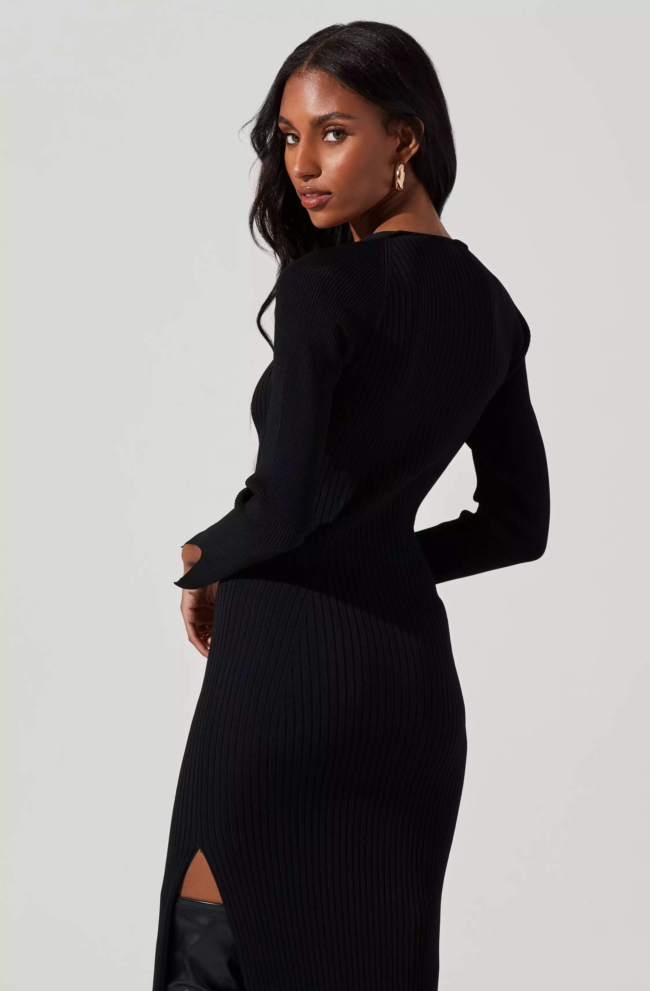 Abella Cutout Long Sleeve Midi Dress