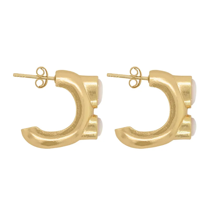 Aquitaine Earrings in Mother of Pearl - 18K Gold Plated