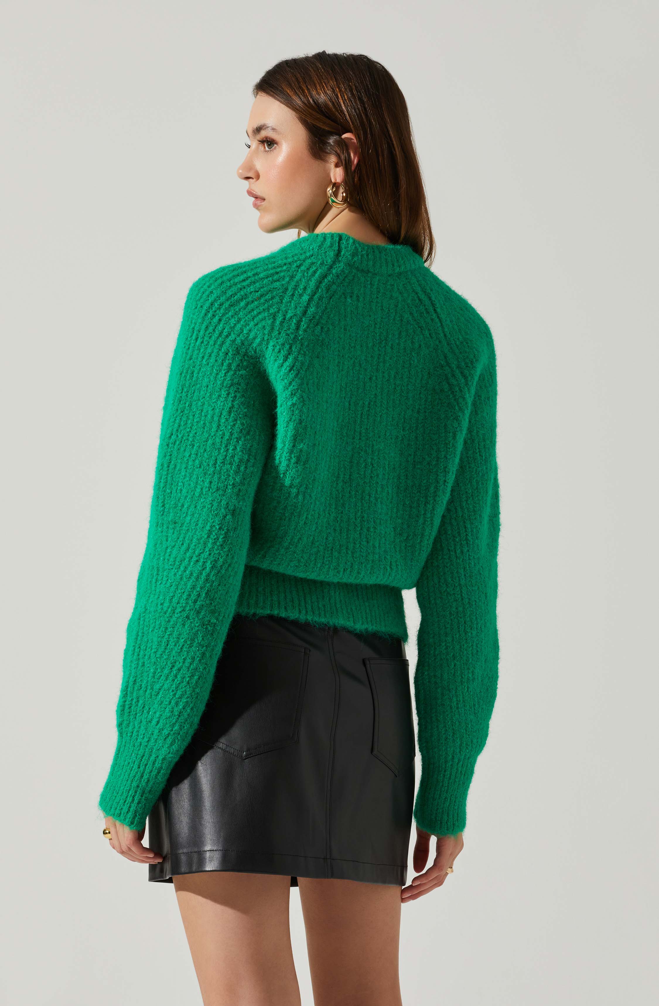 ASTR KRIS CUTOUT SWEATER - Green