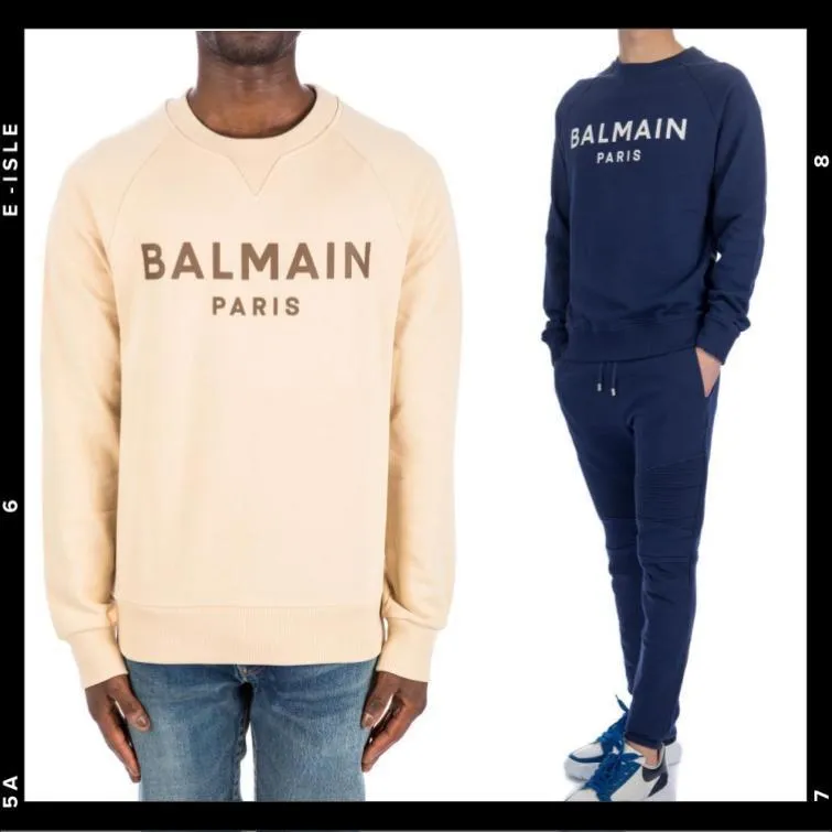 BALMAIN  |Plain Cotton Logo Luxury Sweatshirts