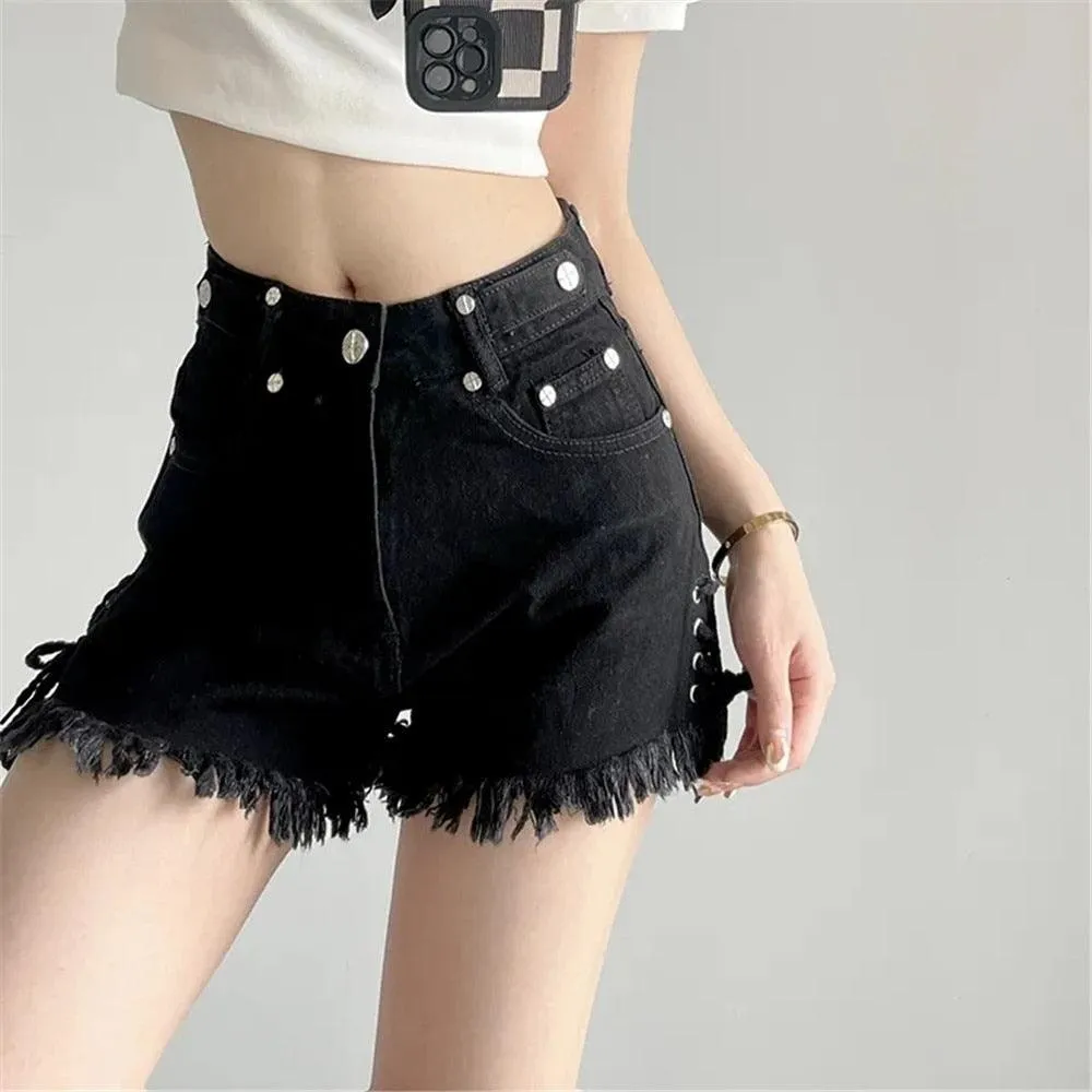 Bandage Tassel Shorts Denim Jeans