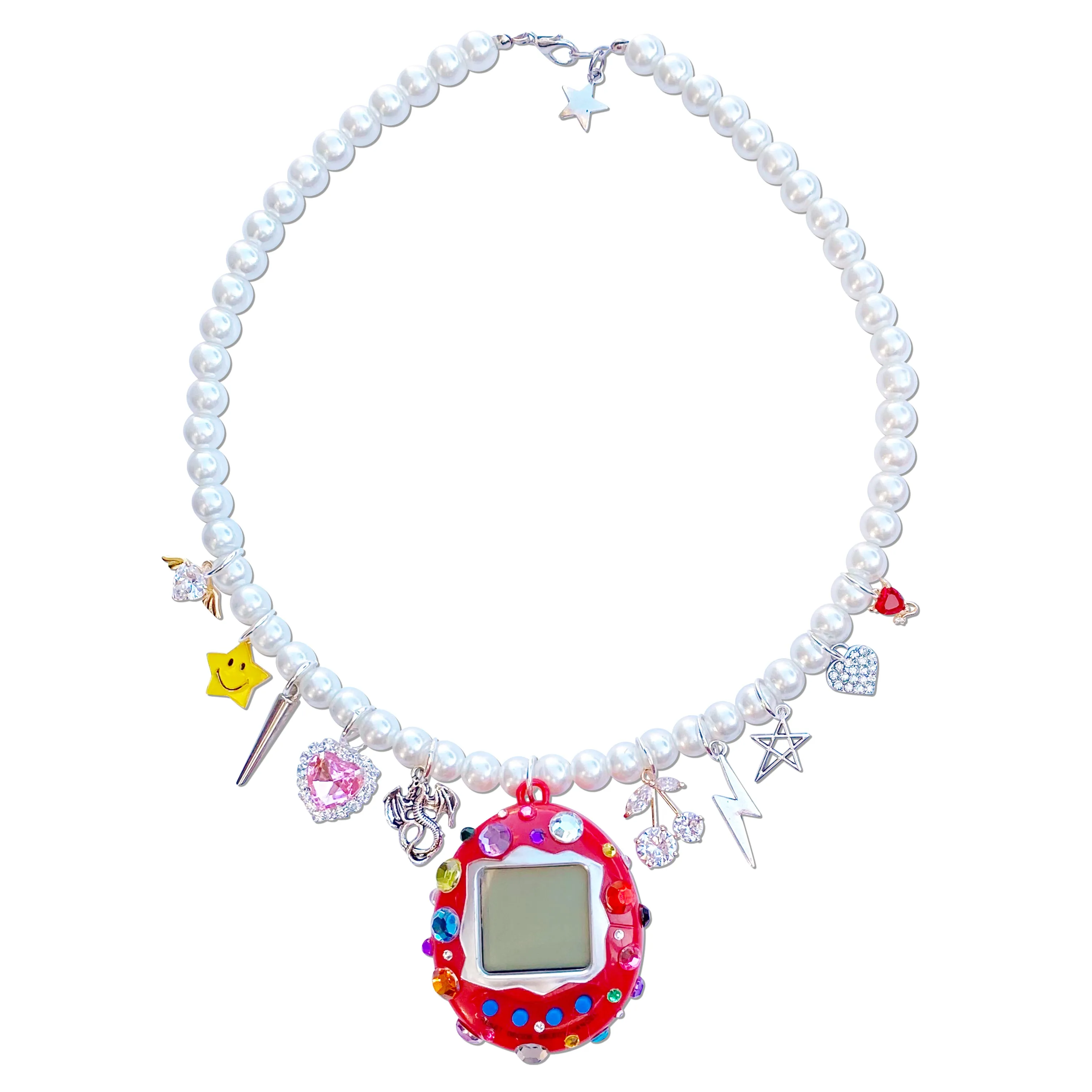 Bedazzled Cyber Pet Charm Necklace