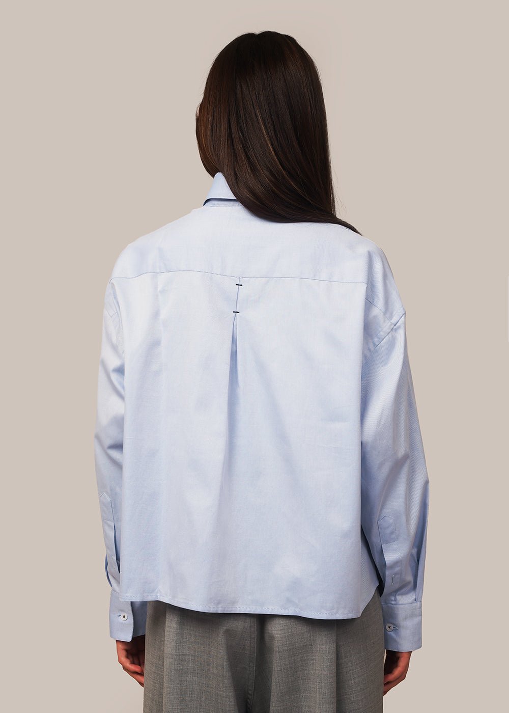 Blue Front Pleats Shirt