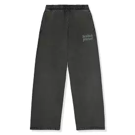 Broken Planet Basics Wide Leg Washed Soot Black Sweatpants