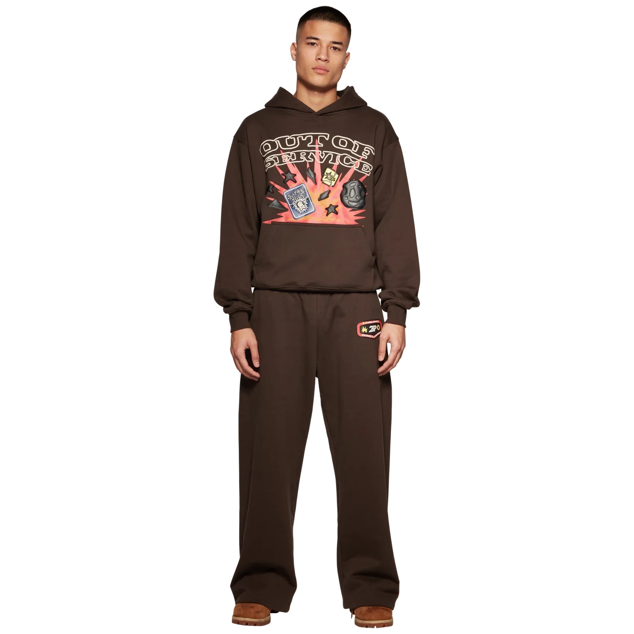 Broken Planet Wide Leg Out Of Service Mocha Brown Sweatpants