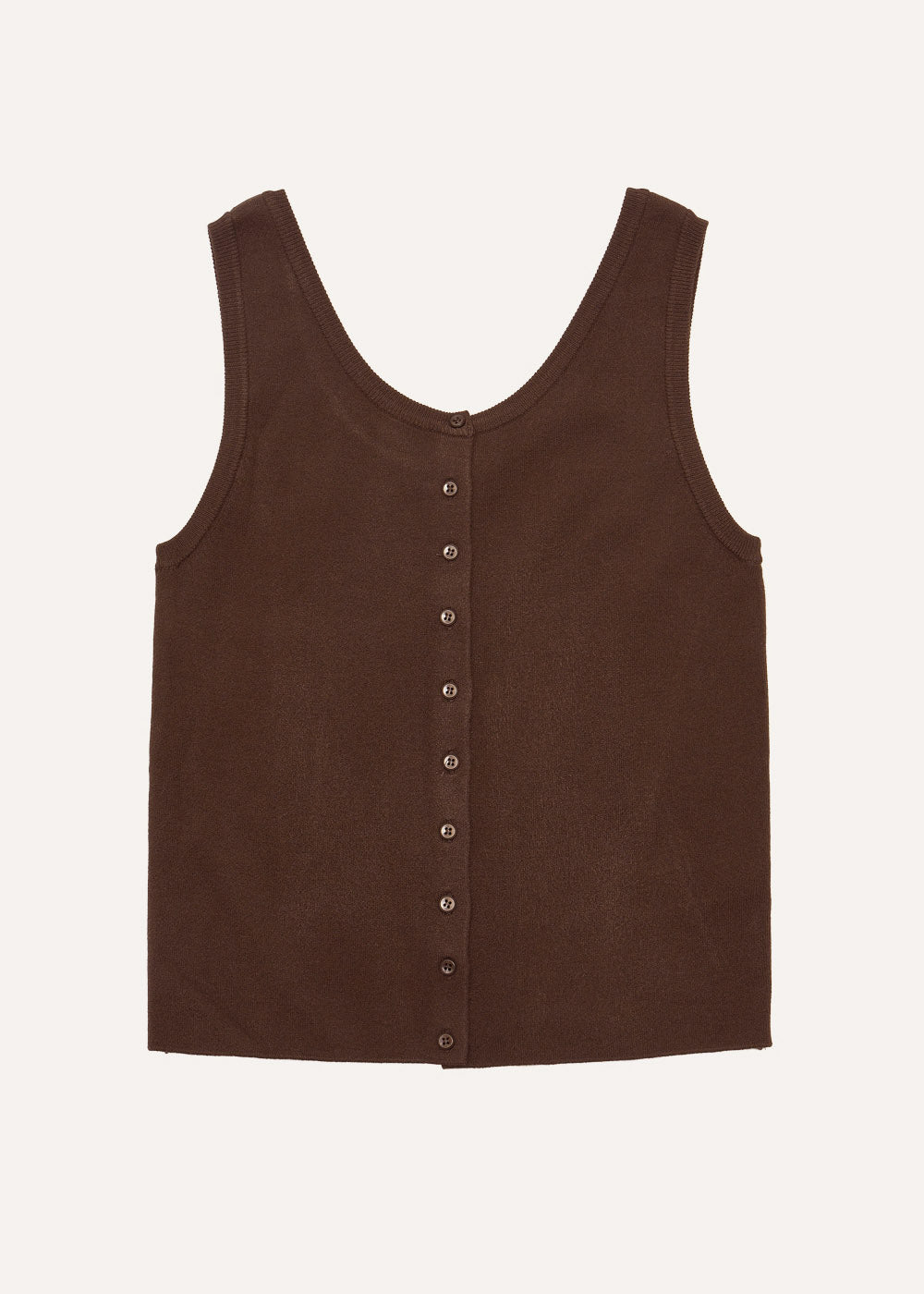 Brown Button U-Neck Vest