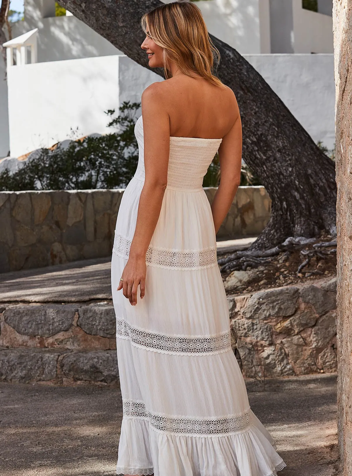 Buy SOSANDAR White Shirred Bandeau Maxi Dress 18 | Dresses | Tu