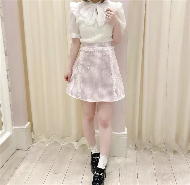 Check skirt girly lace