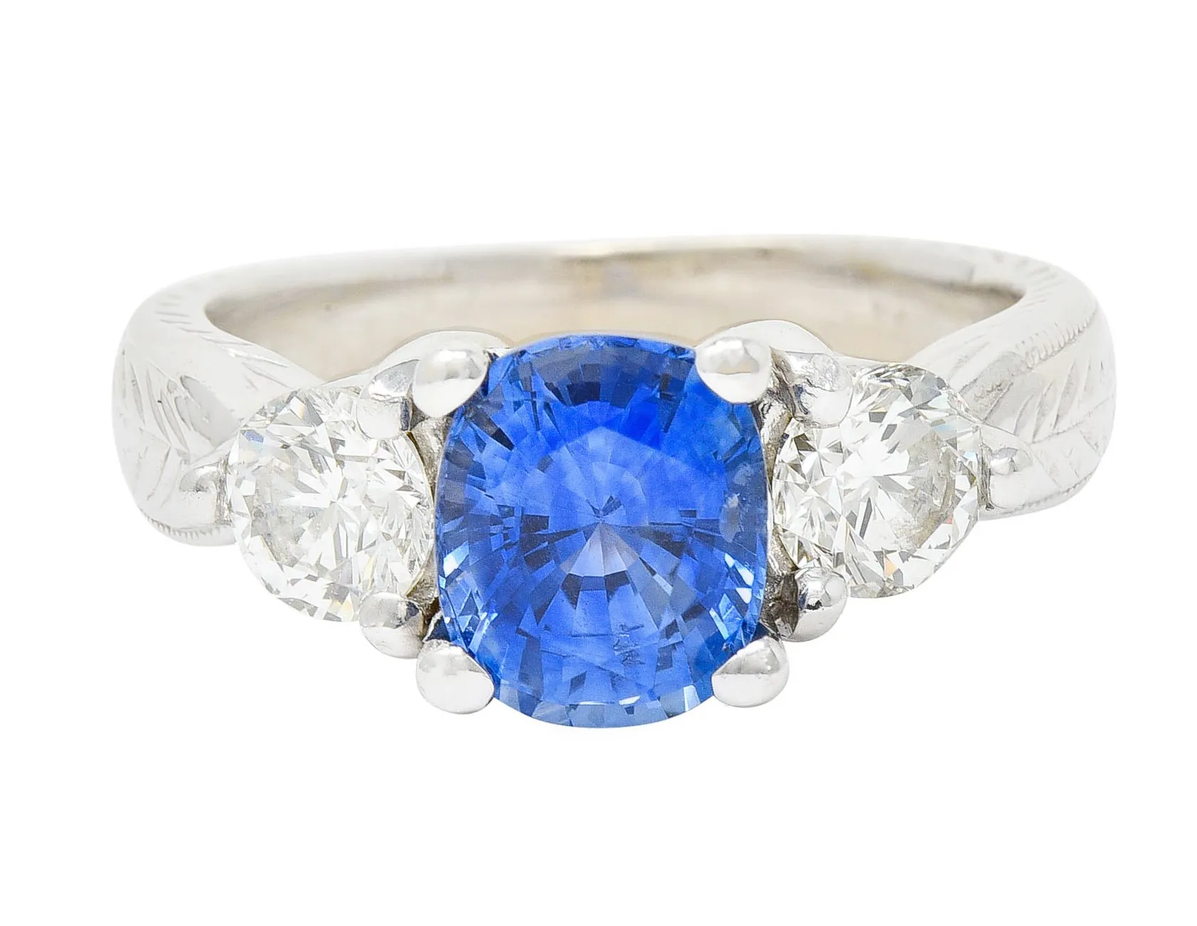 Contemporary 2.62 CTW Sapphire Diamond 14 Karat White Gold Ring