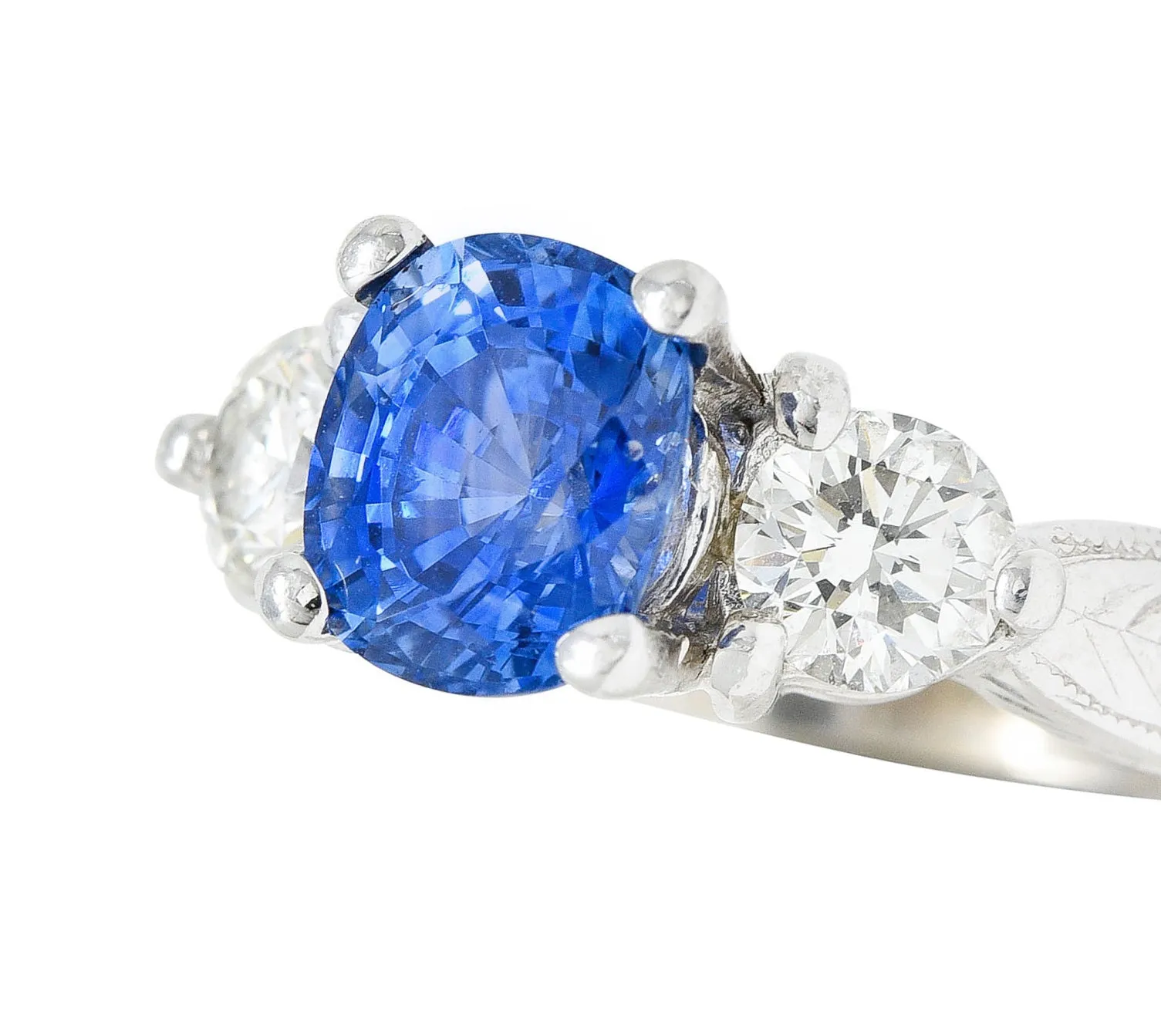 Contemporary 2.62 CTW Sapphire Diamond 14 Karat White Gold Ring