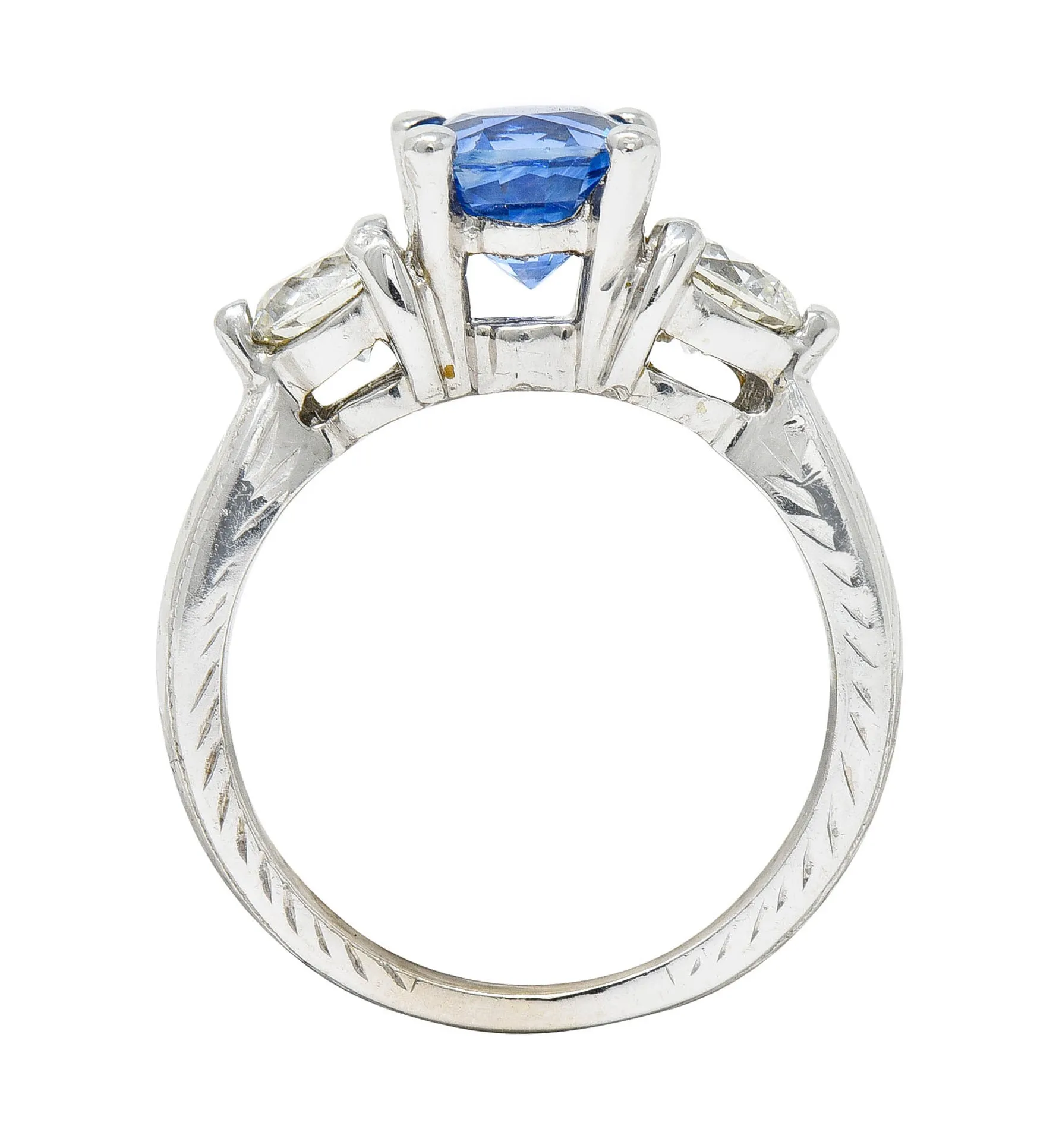 Contemporary 2.62 CTW Sapphire Diamond 14 Karat White Gold Ring