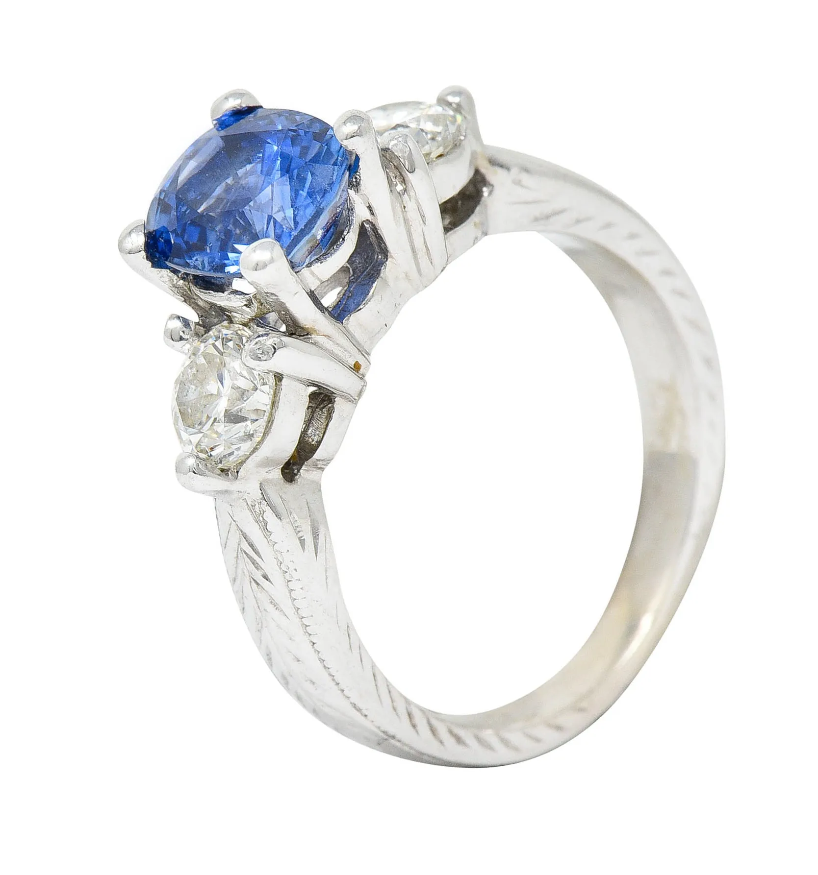 Contemporary 2.62 CTW Sapphire Diamond 14 Karat White Gold Ring