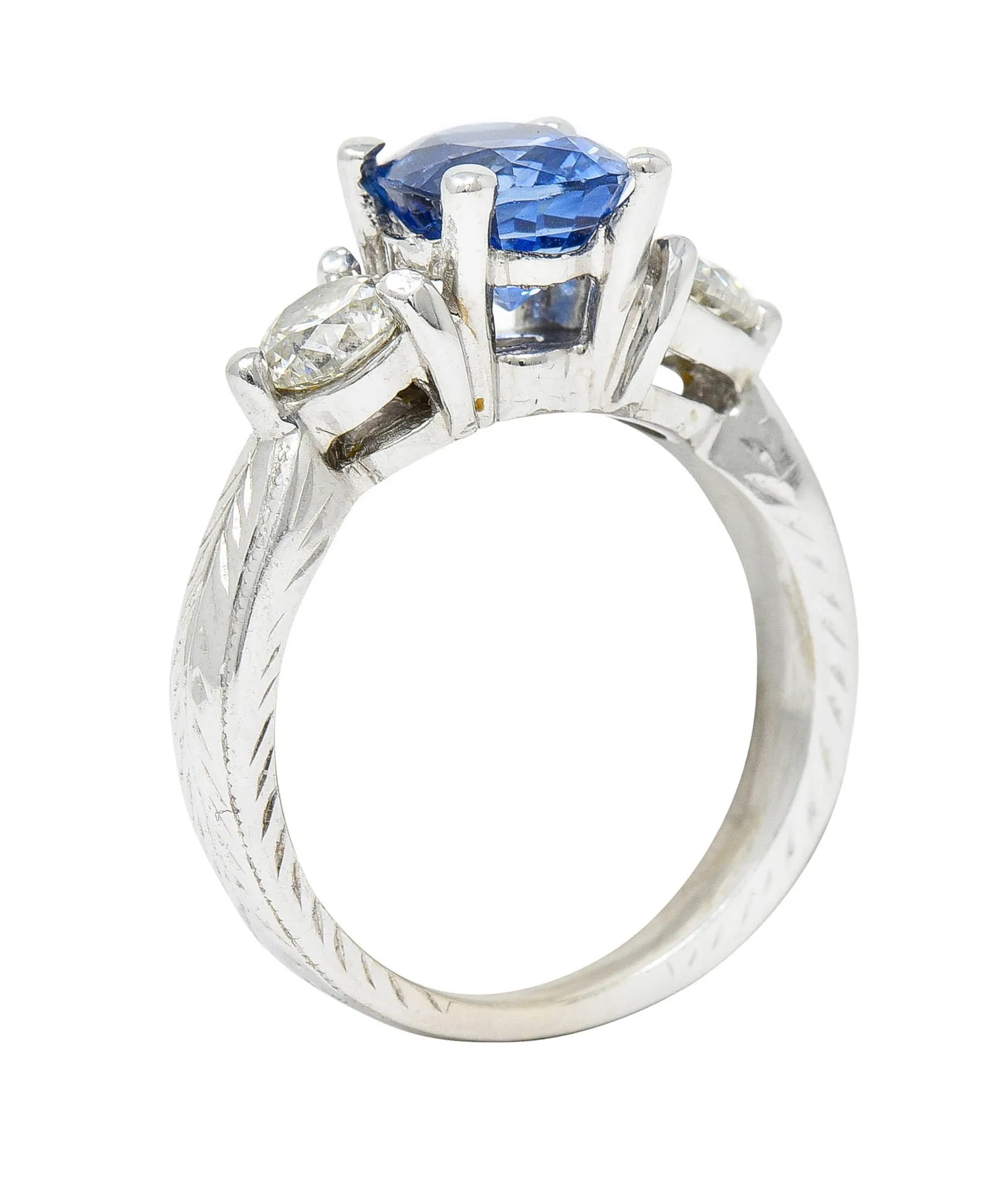 Contemporary 2.62 CTW Sapphire Diamond 14 Karat White Gold Ring