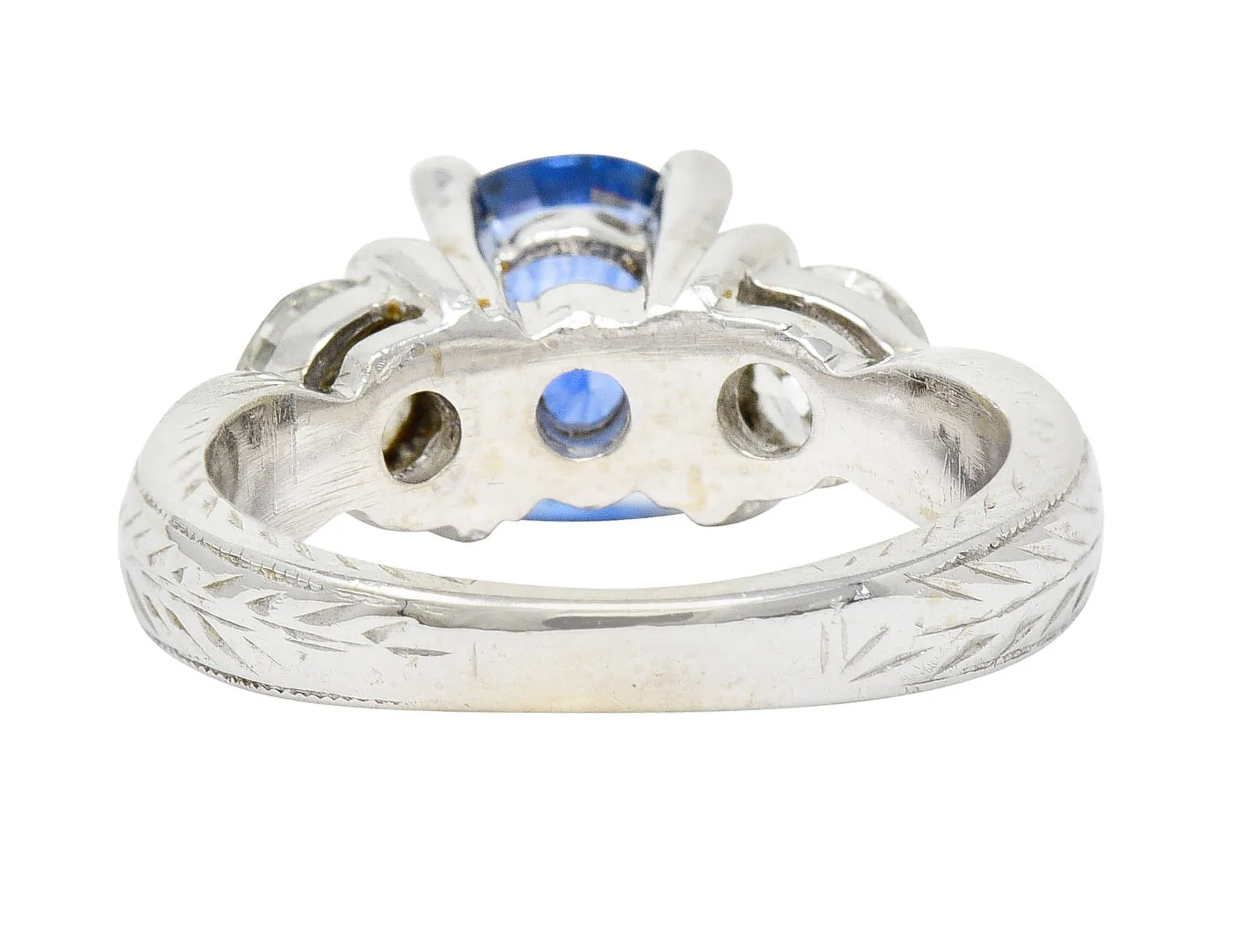 Contemporary 2.62 CTW Sapphire Diamond 14 Karat White Gold Ring