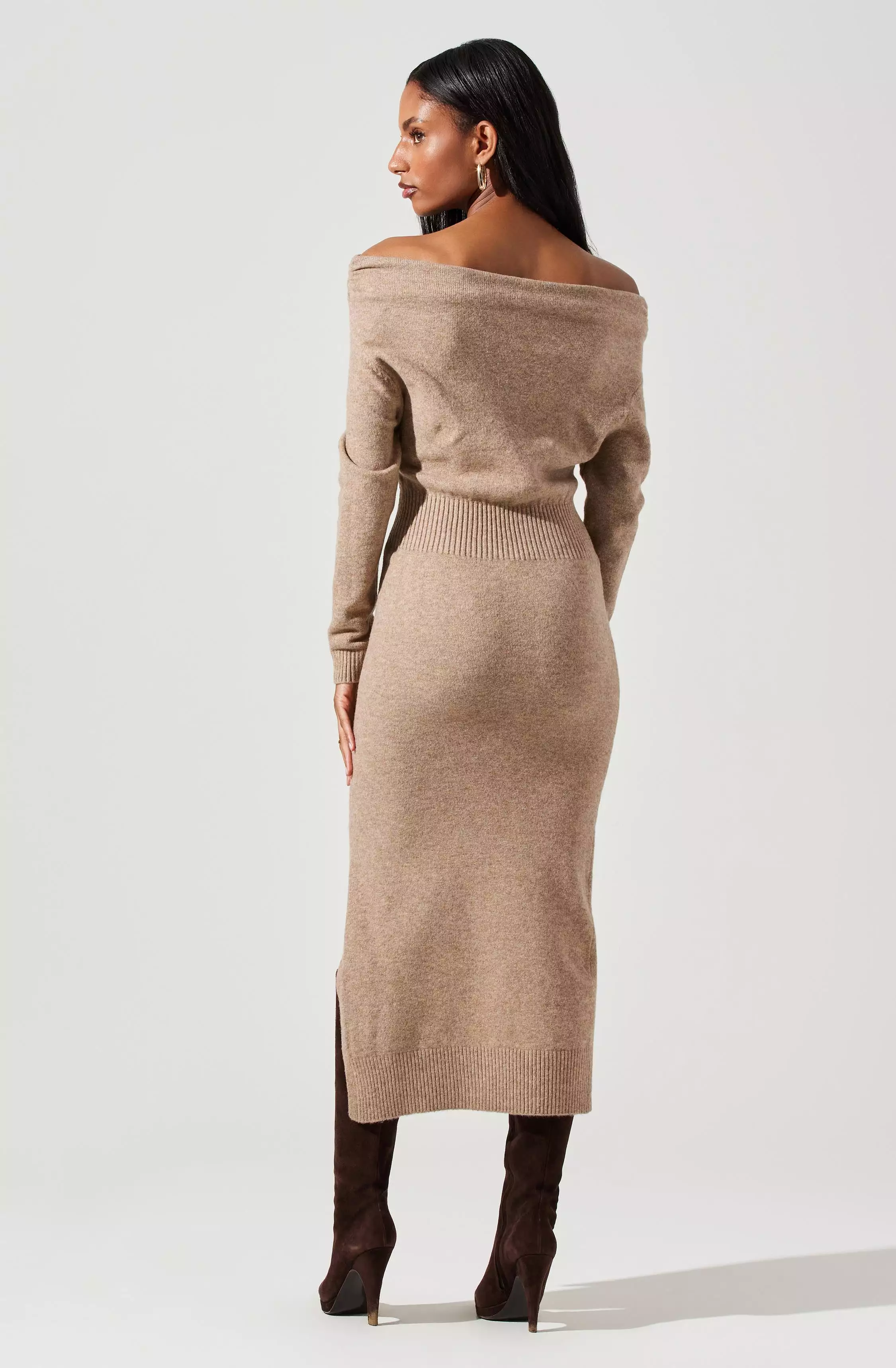 Cora Off Shoulder Midi Sweater Dress