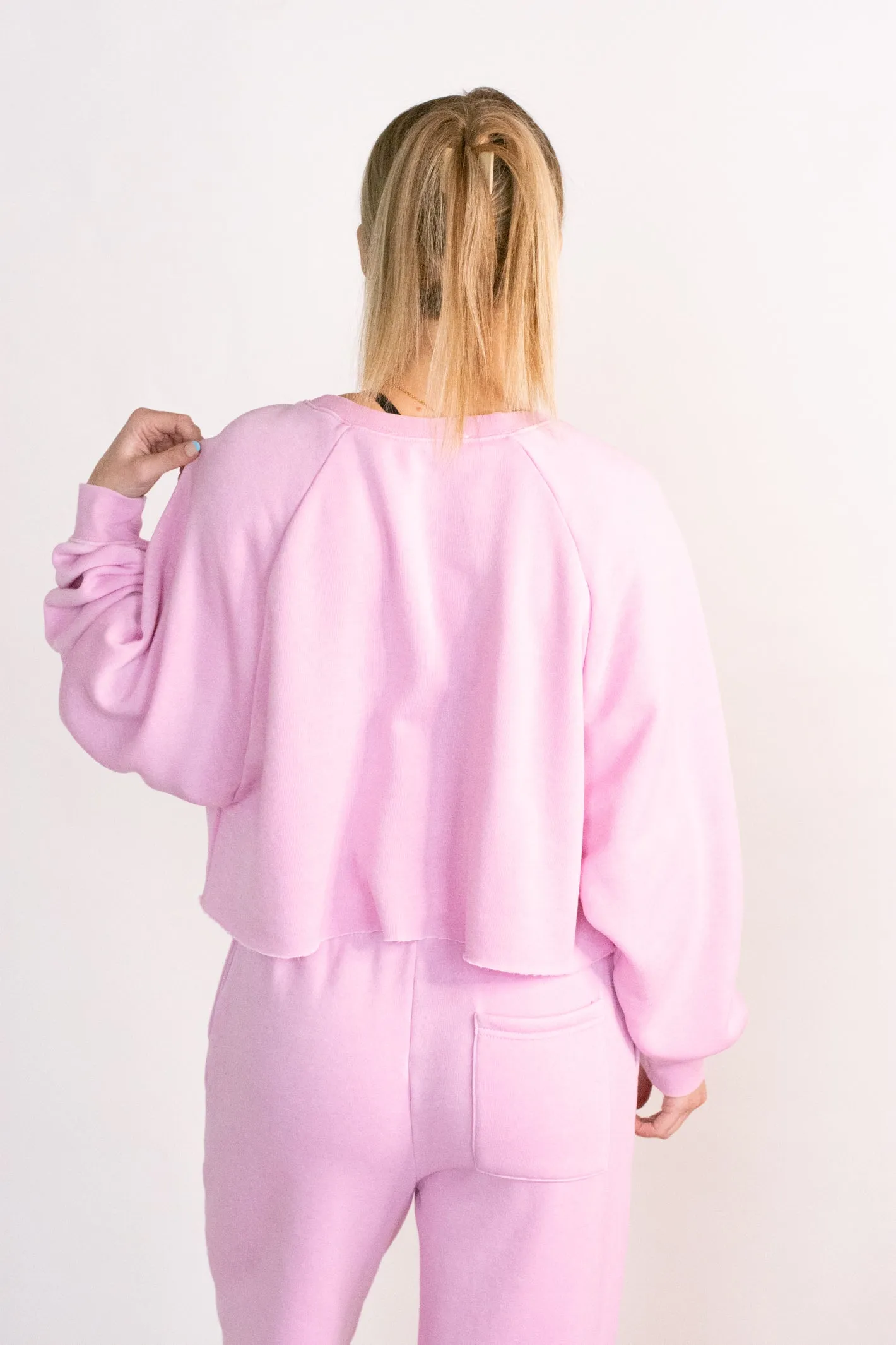 Cuddly Darling Pink Crop Sweatshirt Top