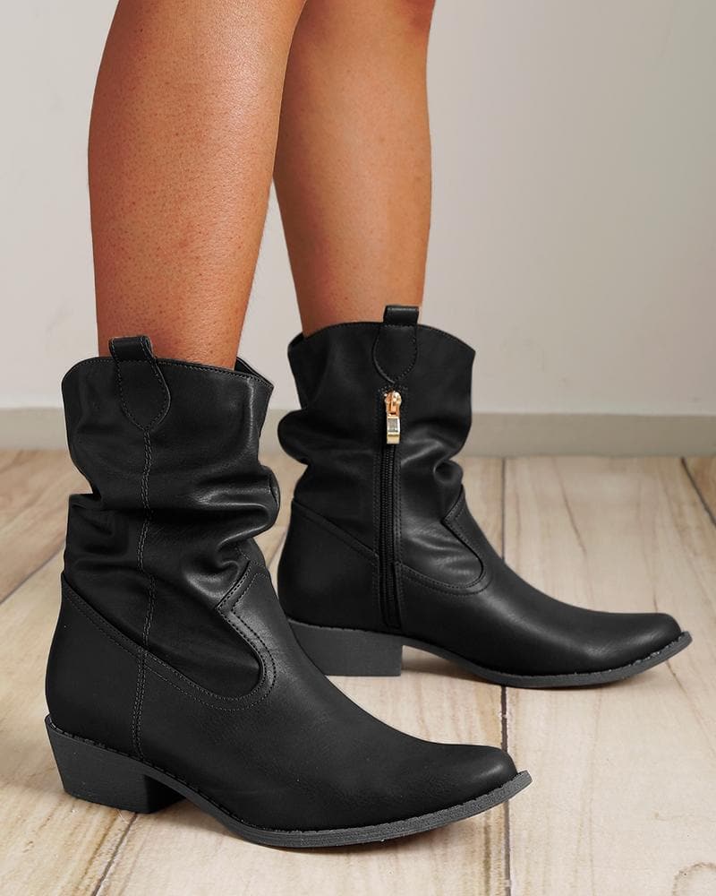 Daily Solid Color Zipper Ankle Boots