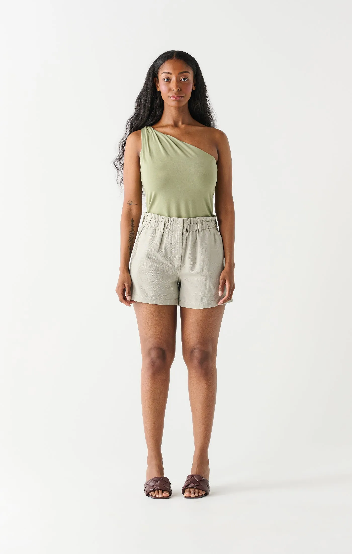 Dex One Shoulder Twisted Top In Dusty Mint