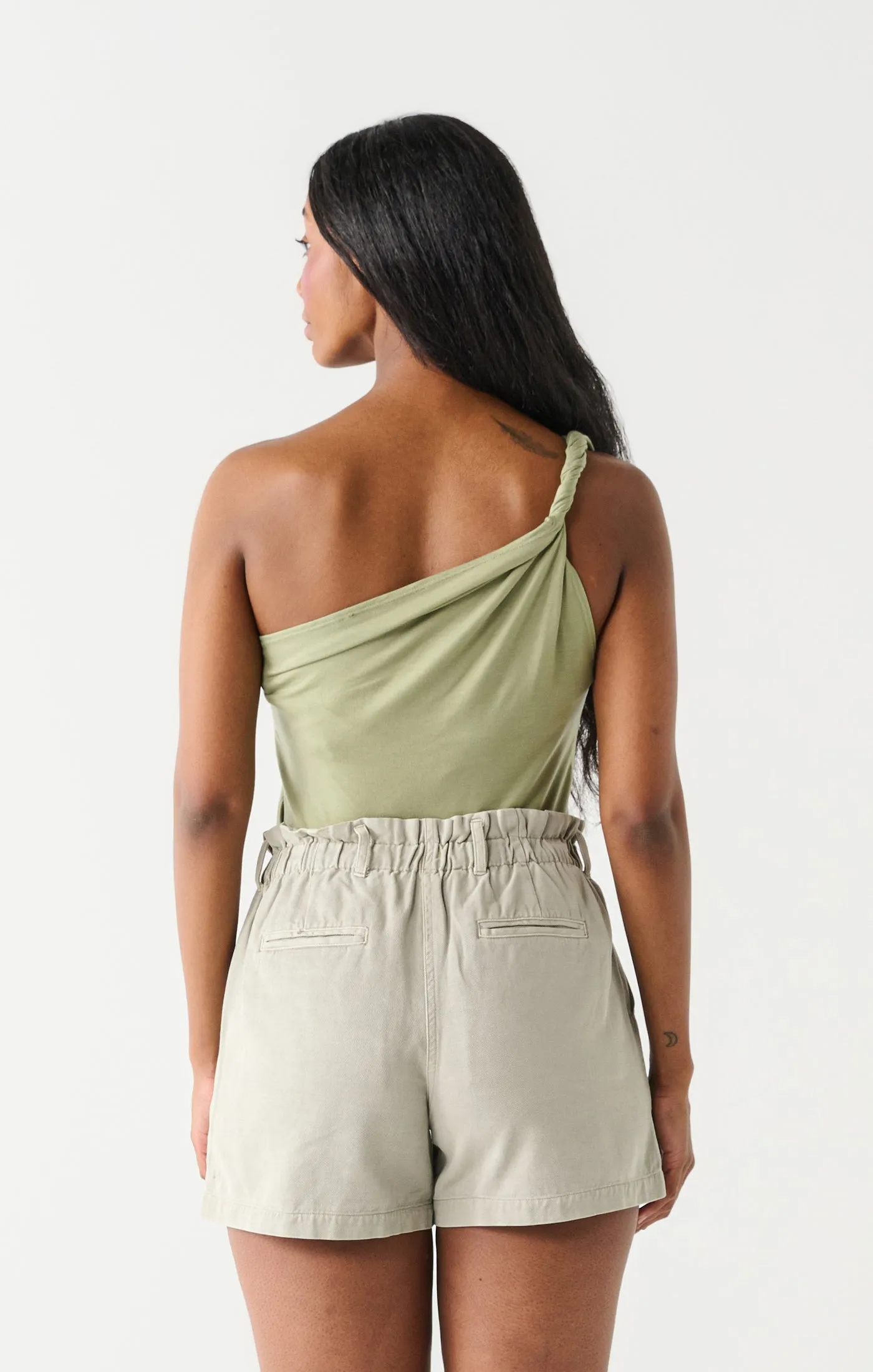 Dex One Shoulder Twisted Top In Dusty Mint