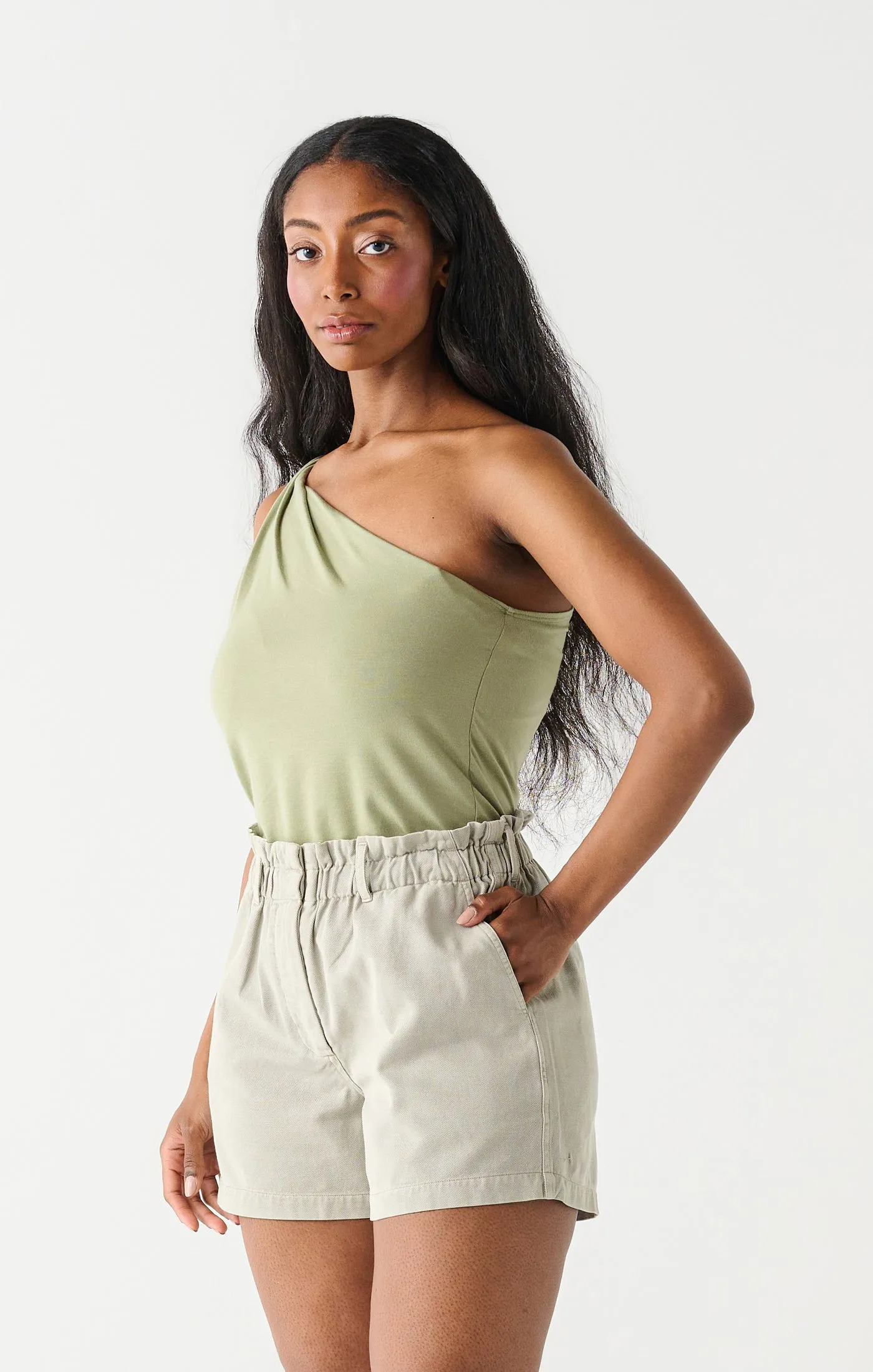 Dex One Shoulder Twisted Top In Dusty Mint