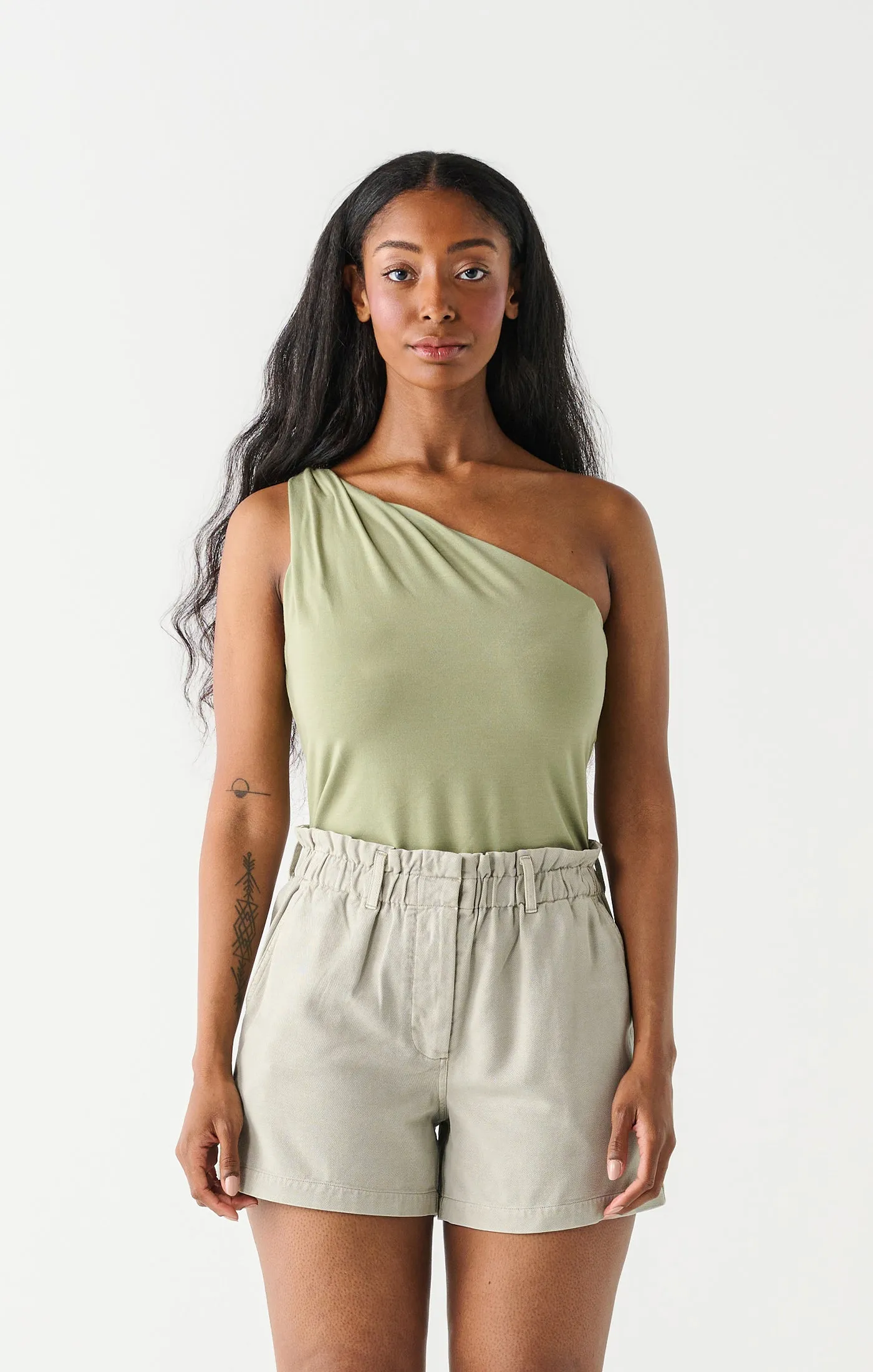 Dex One Shoulder Twisted Top In Dusty Mint