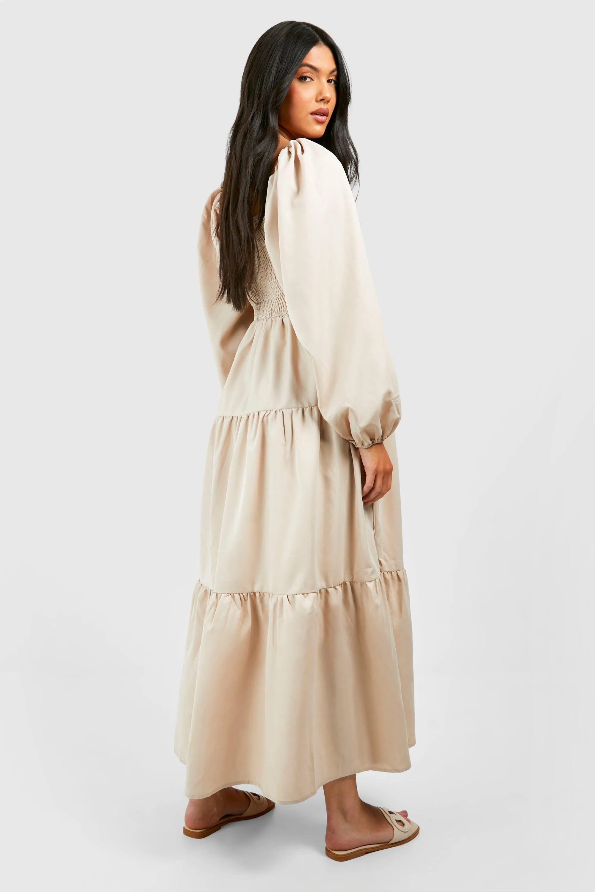 Dresses | Maternity Shirred Poplin Midaxi Dress | boohoo