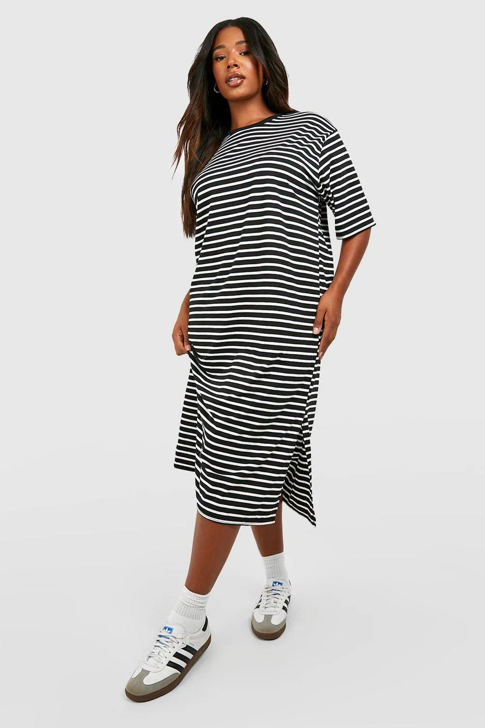 Dresses | Plus Jersey Stripe Midi T-shirt Dress | boohoo