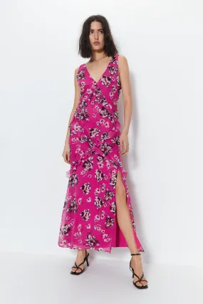 Dresses | Premium Ruffle Detail Floral Maxi Dress | Warehouse