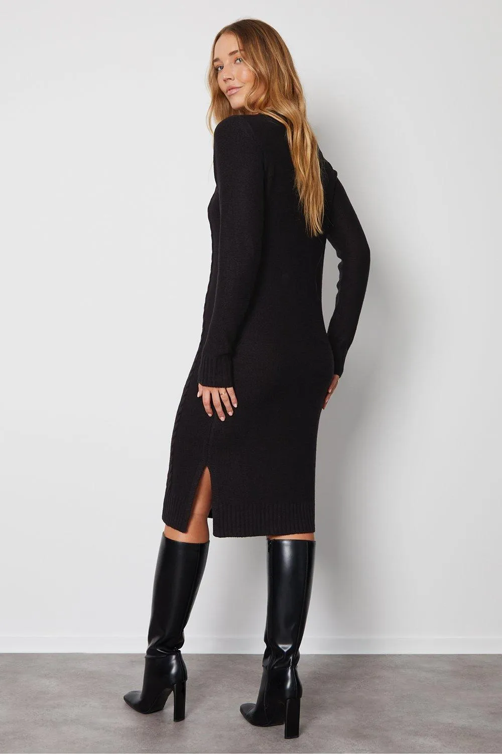 Dresses | 'Thistle' Cable Knit Midi Dress | Threadbare