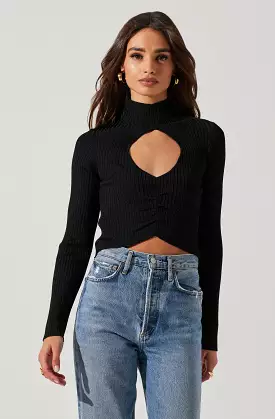 Elia Mock Neck Cutout Sweater