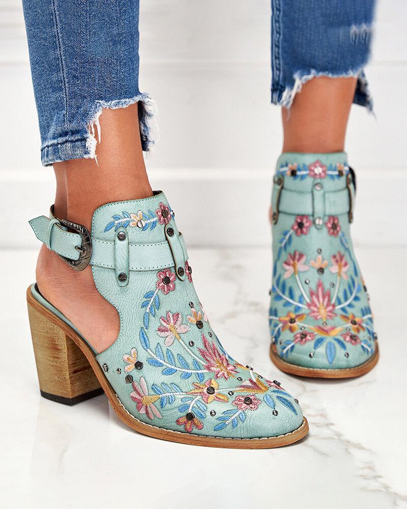 Embroidered Ankle Boots