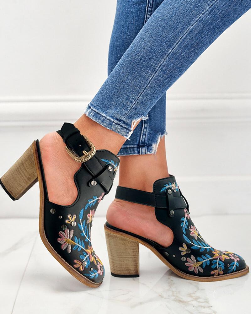 Embroidered Ankle Boots