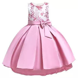 Floral Bow Dress For Girls- Sleeveless