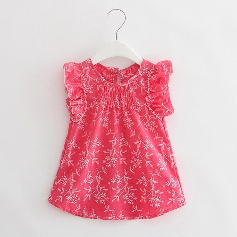 Floral Petal Sleeves Girls Dresses