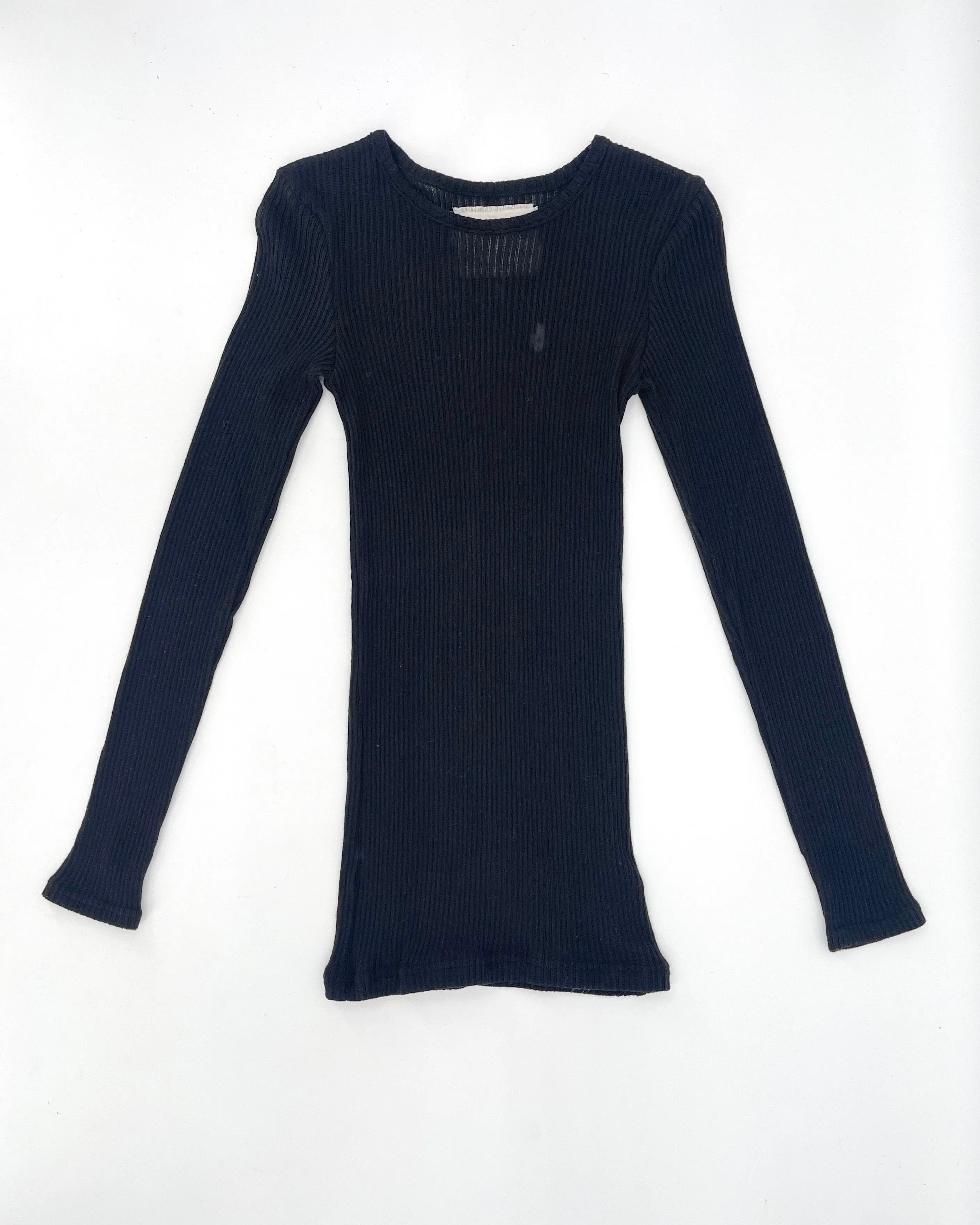 Gauze Rib Long Sleeve Crew Tops