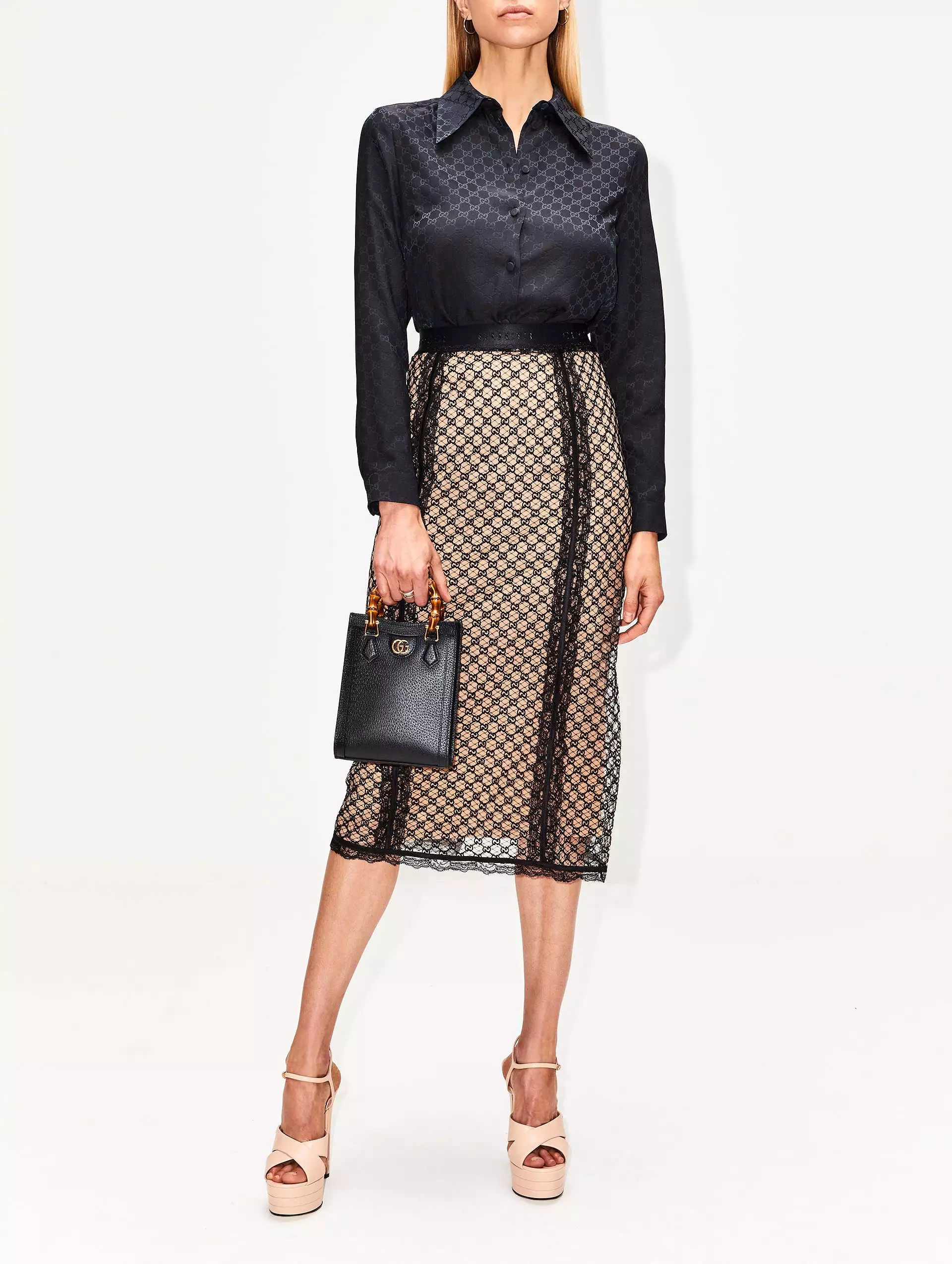 GG Net Pencil Skirt