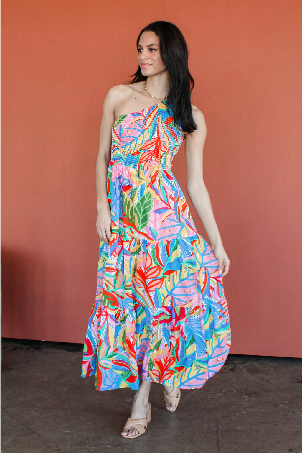 Havana Haze One Shoulder Maxi Dress