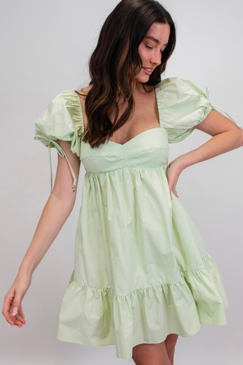 Heartbreaker Babydoll Dress in Light Mint