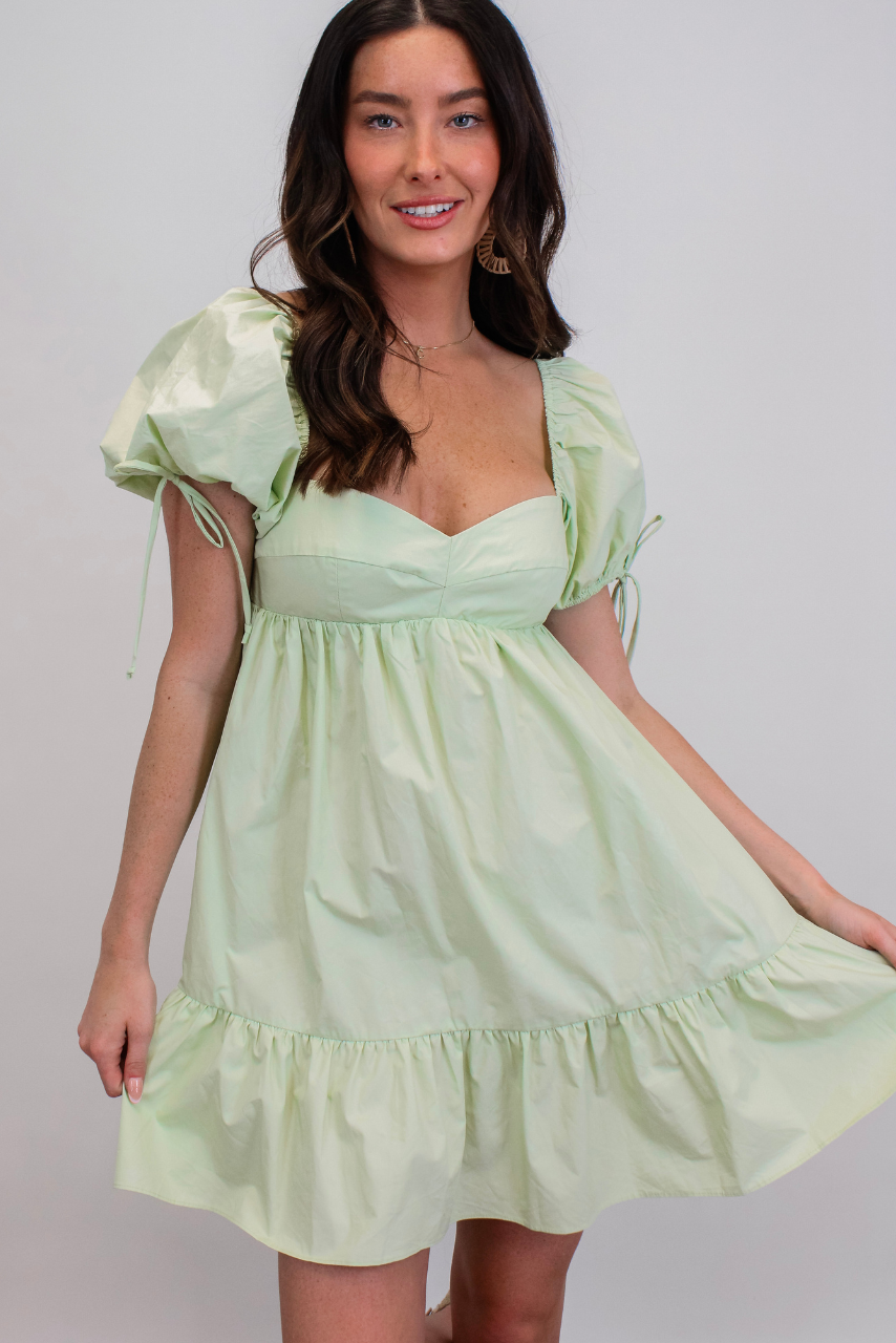 Heartbreaker Babydoll Dress in Light Mint