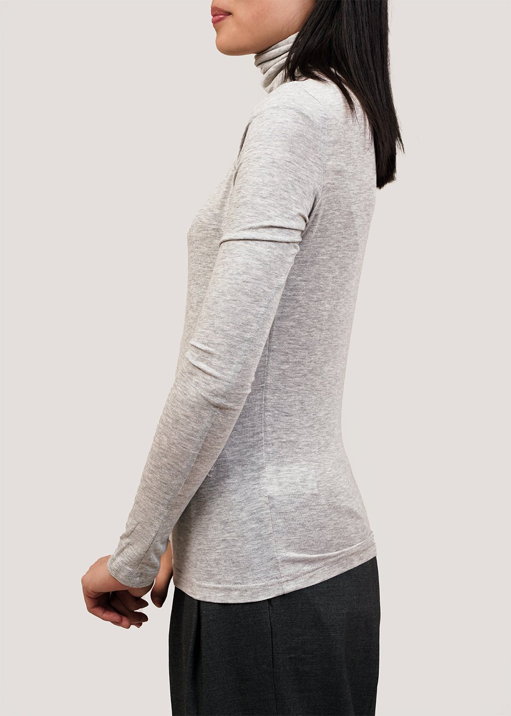 Heather Grey Roll Neck Jersey Top