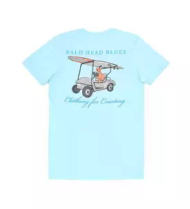 Island Tee - Youth Short Sleeve Dog in Cart - Light Blue