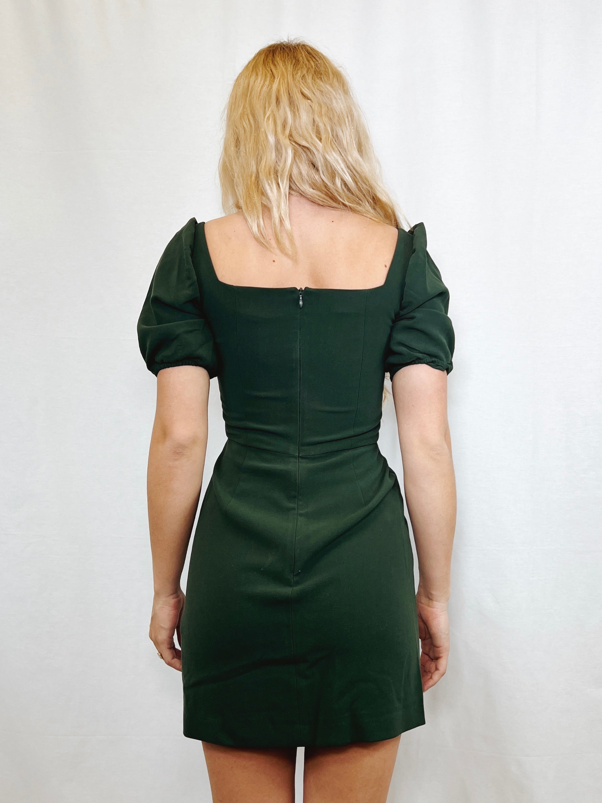 Laurel Green Berina puff sleeve dress