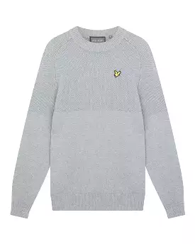 Lyle & Scott Seed Stitch Mock Neck Pullover Mid Grey Marl - SS23