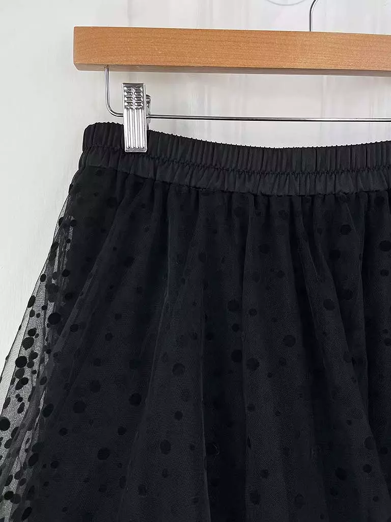 Malissa J Spot Print Tulle Skirt - Black