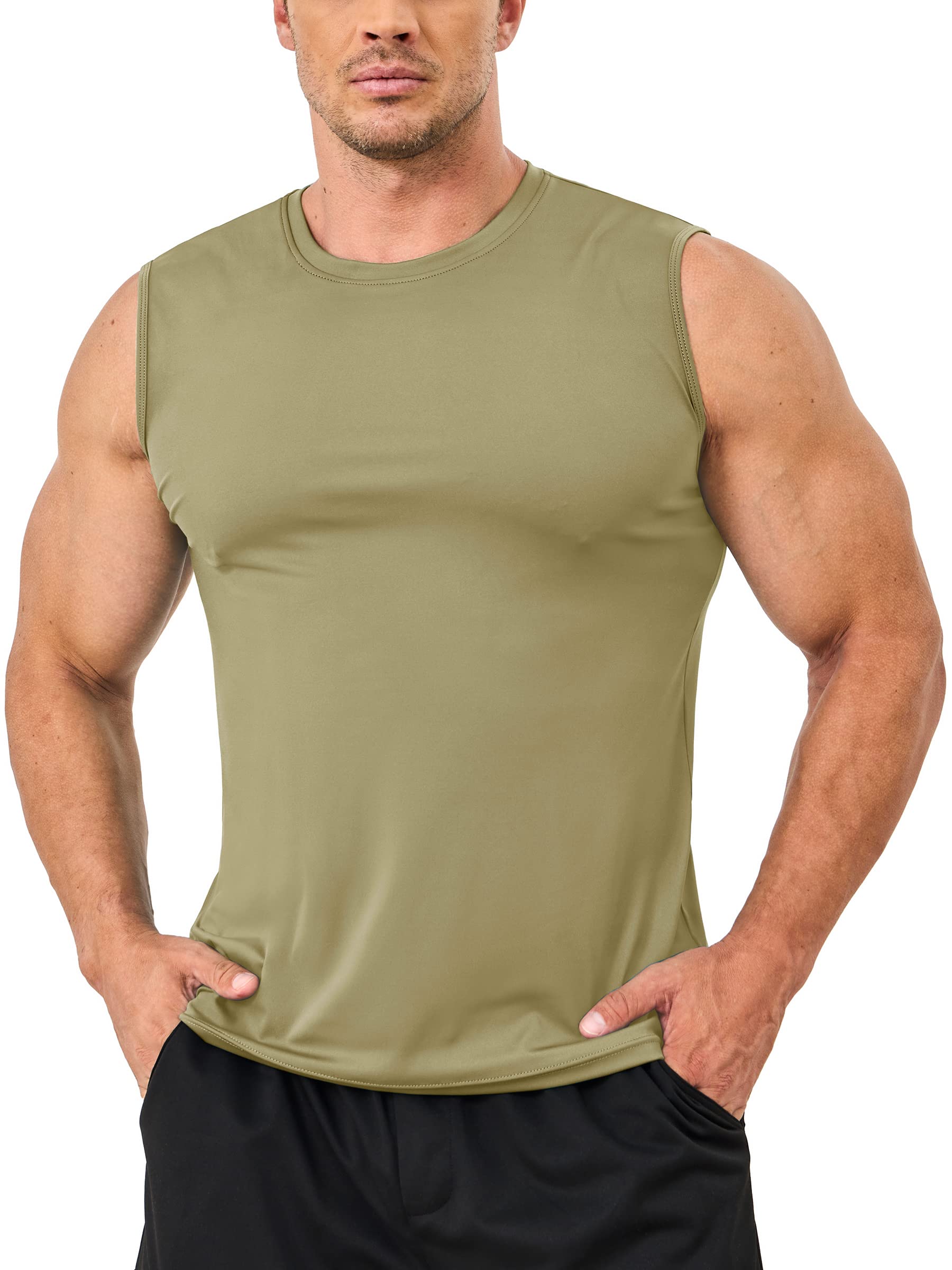 Mens Modern UPF 50+ TANK TOPS Quick Dry Sleeveless T-shirts Mens Summer Gym Fitness Running Tee Shirts Trainning tshirts Swimmin