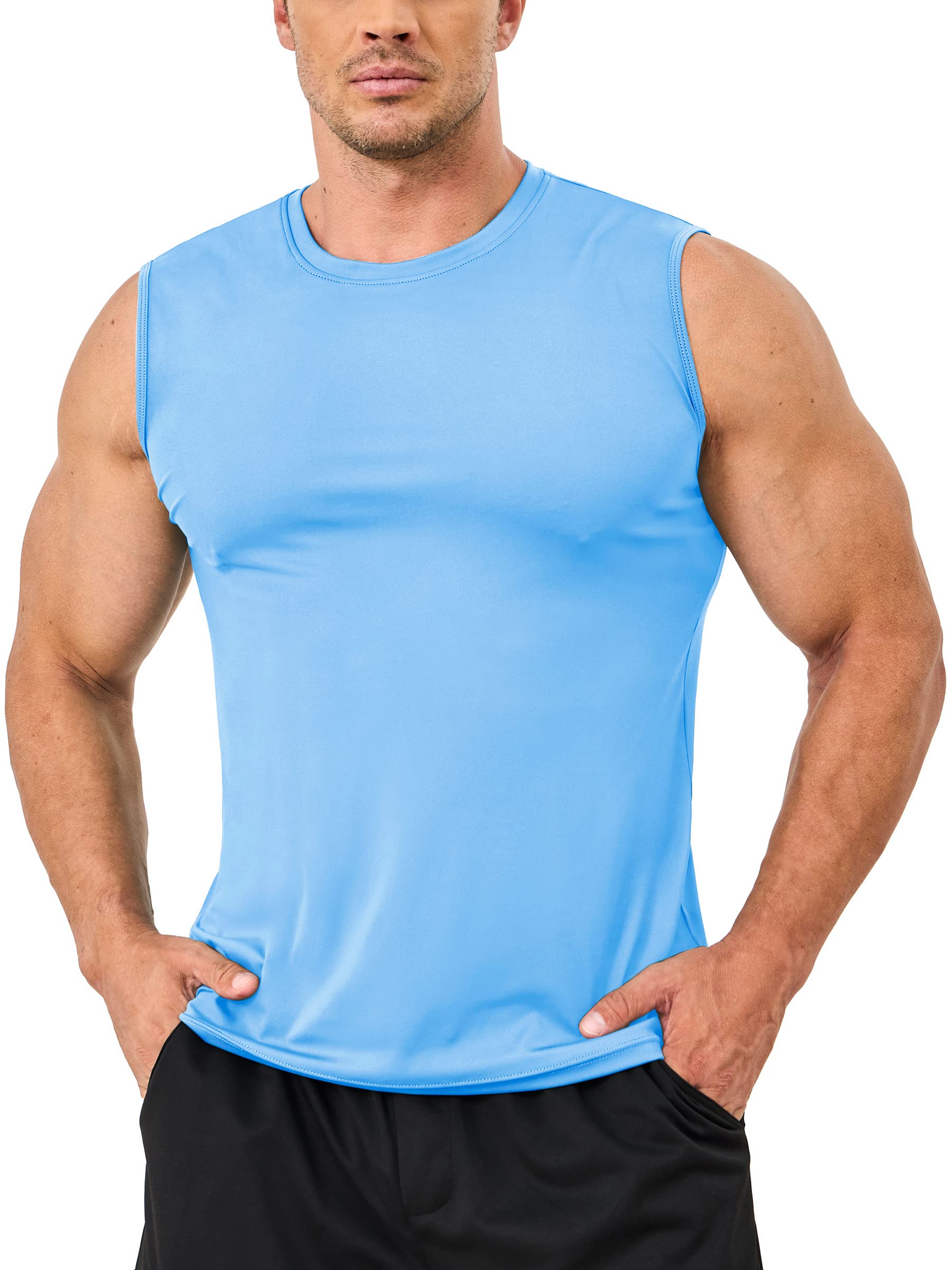 Mens Modern UPF 50+ TANK TOPS Quick Dry Sleeveless T-shirts Mens Summer Gym Fitness Running Tee Shirts Trainning tshirts Swimmin