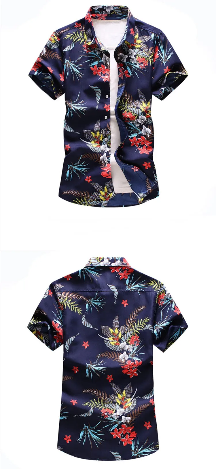 Men's Summer Mixed Color Slim Fit Short Sleeve Casual Beachwear Shirt