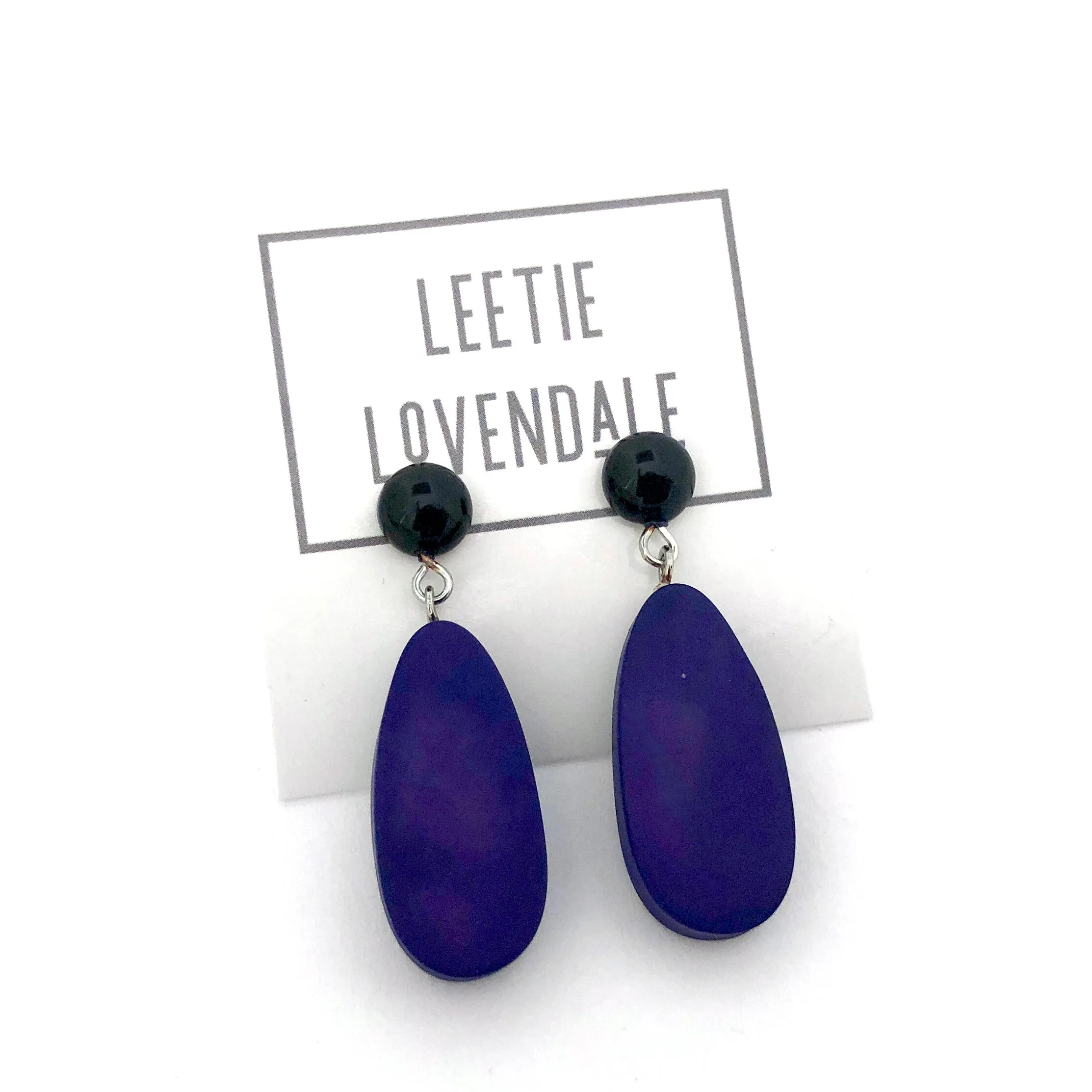 Midnight Blue Matte Alex Drop Earrings *